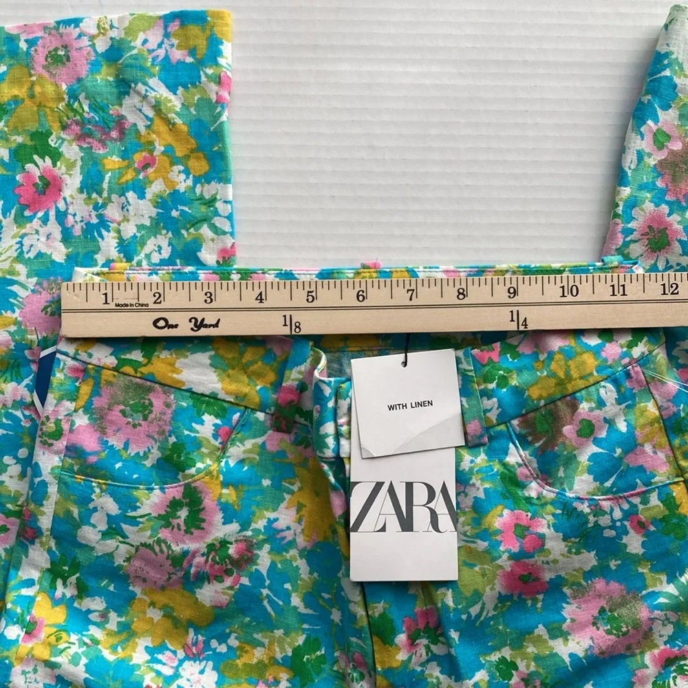 Zara Linen High Waist Floral Women’s Pants Size 2